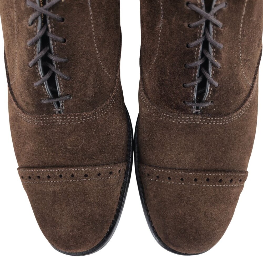 Vintage Allen Edmonds Mens 8A Brown Suede Leather Dress Shoes Captoe Oxfords USA - Picture 7 of 11